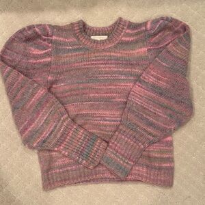 LoveShackFancy Pink and Purple Crew Neck Sweater